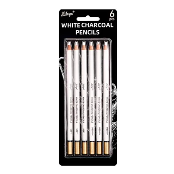 6 шт., Пастельные карандаши для рисования белым углем, палочки для растушевки, меловой хайлайтер