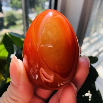 50 мм агат Натуральный красный оникс полированный кристалл яйцо целебное