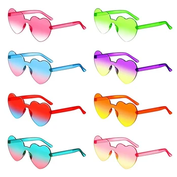 1Шт Модные Желеобразные Градиентные линзы в форме сердца, Солнцезащитные очки, Солнцезащитные очки для улицы, Красочные Солнцезащитные очки
