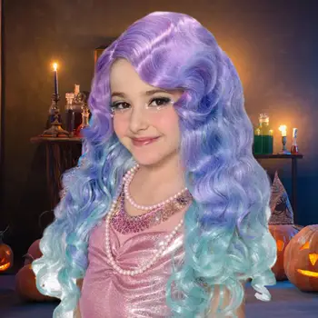 Парик из реалистичной высокотемпературной проволоки, яркие градиентные цвета, парик для девочек, косплей на Хэллоуин, вечеринки