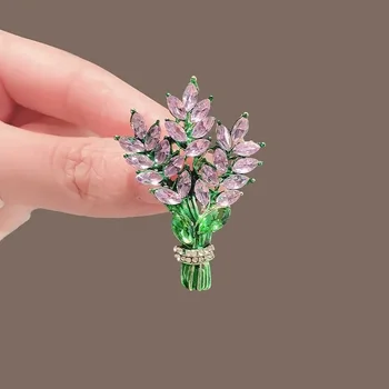 Женская брошь романтический кристалл цветок лаванды булавка на лацкане OL аксессуары подарок для защиты растений роскошные ювелирные броши для женщин