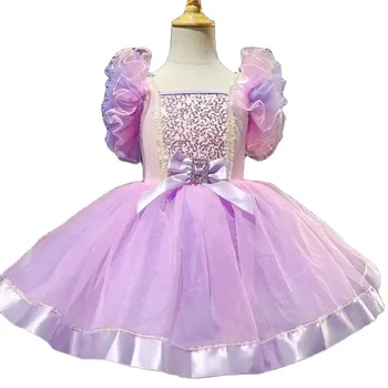 Детская бальная одежда, расшитые блестками тюлевые платья для выпускного вечера для девочек, детские вечерние платья, розовое платье для современных танцев для девочек