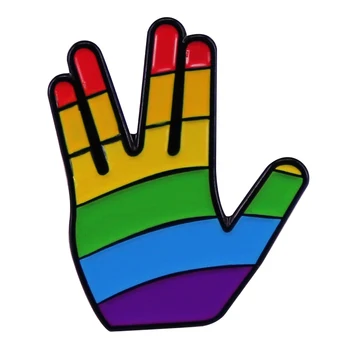 Эмалевая Булавка Rainbow Vulcan Salute, Брошь LGBTQIA + Pride, Значок Star X Trek, Украшение рюкзака, Ювелирные Аксессуары