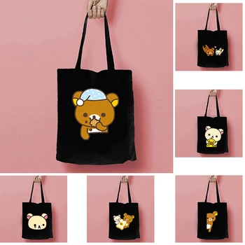 Женская сумка-шоппер Аниме Big s для Kawaii Canvas Cute многоразового использования большой емкости    