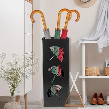 Подставка для зонтиков Уличный дизайн, Квадратная металлическая подставка для зонтиков в современном стиле Со съемной антикоррозийной скульптурной подставкой для зонтиков