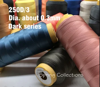 2шт 250D/3 Высокопрочная Швейная Нить Диаметром около 0,3 мм из 100% Полиэстера Для Кожаного Дивана Джинсы Холст Темная серия Нитей 23 цвета