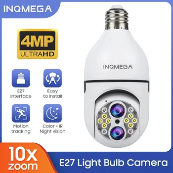 INQMEGA Bulbcam 4-мегапиксельная камера видеонаблюдения с 10-кратным увеличением, экраны для наблюдения за детьми, Wifi-камера в помещении для дома