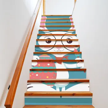 13 Шт. лестничных наклеек, наклейки на ступеньки с яйцом пасхального кролика, домашний декор, украшения для лестниц