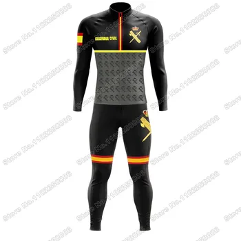 Guardia Civil 2023 Черный комплект из джерси для велоспорта с длинным рукавом Зимняя велосипедная одежда Мужская Дорожная велосипедная термокуртка Костюм Брюки MTB