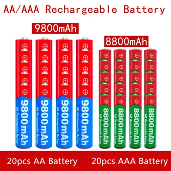 AA + AAA аккумуляторная батарея AA 1.5V 9800 mAh/1.5V AAA 8800 mAh Щелочная батарея фонарик игрушки часы MP3-плеер замена Ni-Mh батареи