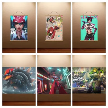 Постер Overwatch 2, постер игры Кирико, настенная живопись на холсте, декор стен в гостиной, настенное искусство, картина со свитком, картина, подвешенная на магните