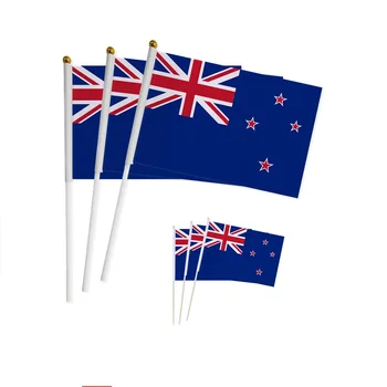 КАФНИК, 20/10/50/100шт маленький флаг Новой Зеландии 14*21 см Флаг Новой Зеландии ручной национальный флаг с шестом для вручения флага