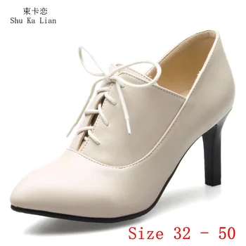 Женские туфли-лодочки на высоком каблуке 7,5 см, женские вечерние туфли-оксфорды на шпильке, маленькие, большие размеры 32-50