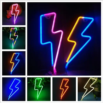 Неоновые Вывески Lightning Neon Led Night strip Lights для Стены Детской Комнаты Детская Вечеринка Свадебное Украшение Неоновая Лампа USB аккумулятор