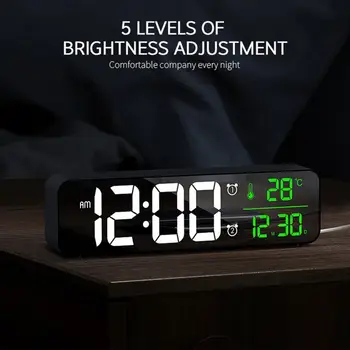 Светящиеся цифровые часы, дисплей температуры, Таймер на большом экране, цифровой будильник, настольный компьютер, настольный компьютер часы настольные