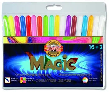 Набор волшебных фломастеров 10+2 /16+2 Фибровые карандаши KOH-I-NOOR, меняющие цвет, фибровые ручки, кисточка Fibrepen, для школьников и младших школьников