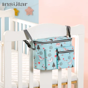 Сумка для подгузников Insular Mommy, портативный рюкзак для мамы и ребенка, многофункциональная сумка для хранения колясок большой емкости, подвесная сумка