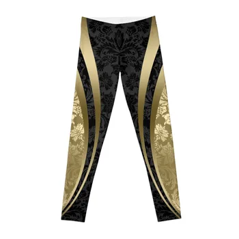 Леггинсы с черным и золотым штофом и геометрическими полосками спортивные леггинсы Спортивные брюки для женских Леггинсов