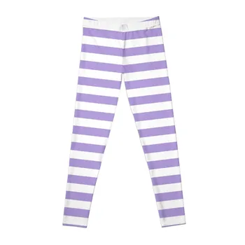 Светло-пастельные Леггинсы в фиолетовую и белую Горизонтальную полоску с высокой талией, женский комплект для фитнеса с высокой талией, Леггинсы для спортзала