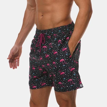 A331 летние мужские пляжные шорты с принтом фламинго, купальники для мужчин, шорты для отдыха на доске, трусы, мужские плавки, купальники для бассейна sunga