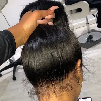 Полностью кружевной парик из человеческих волос Bone Straight HD Прозрачный, полностью фронтальный, 360 кружевных париков для чернокожих женщин, предварительно выщипанные бразильские волосы Remy